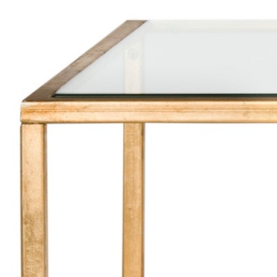 Elegant Transitional 48" Gold Metal & Glass Rectangular Coffee Table