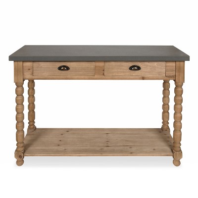 Rustic Wood and Concrete Gray Console Table with Storage