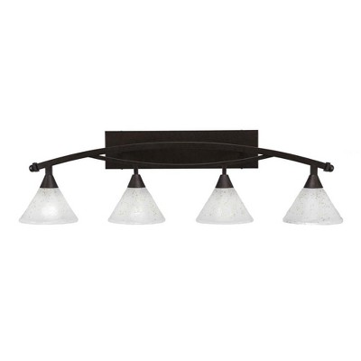 Toltec Lighting Bow 4 - Light Vanity in  Bronze with 7" Gold Ice Shade