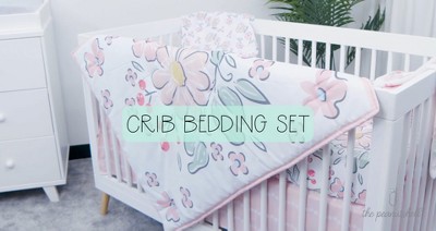 Organic Cotton Pink Floral Reversible Toddler Comforter Set