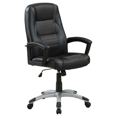 TiramisuBest Black Upholstered Office Chair: Padded, Adjustable, Mobile with Casters