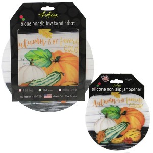 Andreas 10.0 Inch Pumpkin Gourds Silicone Pads Pot Holder Trivet Jar Opener Trivets - 1 of 3