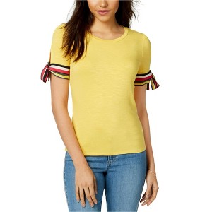maison Jules Womens Striped Ribbon Basic T-Shirt - 1 of 1