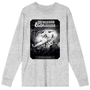 Dungeons & Dragons Gray Wizards & Dragons Cover Art Crew Neck Long Sleeve Athletic Heather Adult Tee - 1 of 2