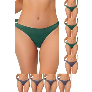 INSPIRE CHIC Women's Unlined Satin Invisible Bikini Comfortable No-Show Thongs 9 Packs - 1 of 4