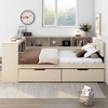 CAVINAS Twin Size Bed Modern Wooden Bed Frame with 2 Storage Drawers, 5 Shelves and Upholstered Headboard for Bedroom - 2 of 4