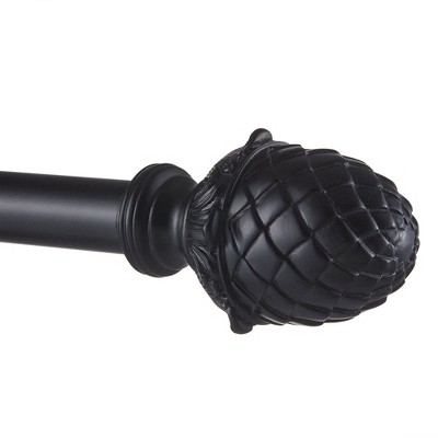 Matte Black Adjustable Curtain Rod with Acorn Finials