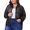 Agnes Orinda Women's Plus Size Hollow Out Long Sleeve Baseball Collar Zip Up Bomber Jackets - 2 of 4