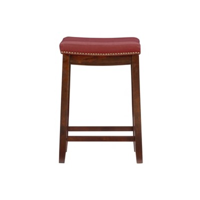 Claridge Dark Espresso Saddle Style Red Counter Stool