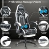 Hoffree Comfort Massage Racing Gaming Chair Ergonomic Office PC Chair with Footrest & RGB Light - 3 of 4