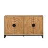 Four-Door Sideboard with Water Wave Design, Rubberwood Veneer, Iron Legs & Adjustable Shelves for Living Room, Entryway, and Study - 3 of 4