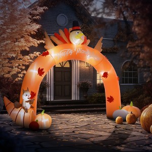 Hrinhom Thanksgiving Turkey Archway, Blow Up LED Yard Display for Holiday - 1 of 4