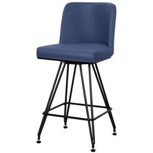 Bekrvio 26" Swivel Counter Height Bar Stools with Back-Faux Leather/Velvet Upholstered, V-Shaped Metal Legs-Modern Counter Stools for Kitchen Island - 1 of 4