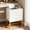 Gulches White Wood Nightstand with 2 Drawers Wave-Fluted Design and Gold Handles, 19.7”L×15.8”W×25.6”H, Sturdy P2 MDF - 4 of 4