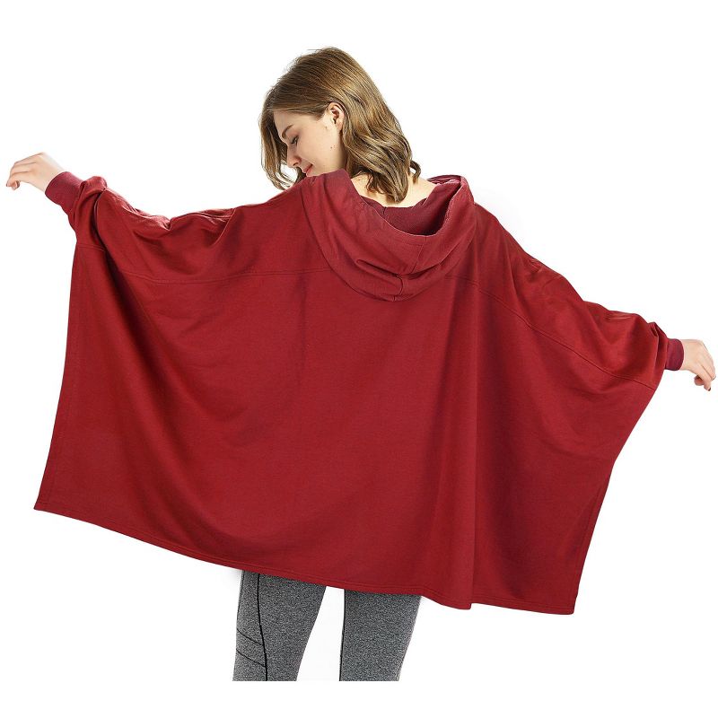 Womens' Oversized Hoodie Sweatshirt, Womens Summer Tops, Casual Hoodie Cape, Batwing Coat Pullover Blanket - Catalonia™, 5 of 8