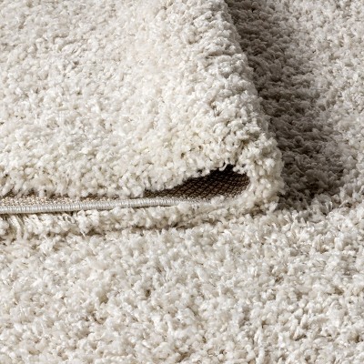Cream Shag Reversible Synthetic Area Rug, 2 x 8