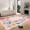 Modern Washable Area Rug, Soft Floral Floor Cover with Non Slip Backing, Low Pile Stain Resistant Floor Carpet for Living Room - 2 of 4