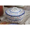 Blue Rose Polish Pottery 278 Ceramika Artystyczna Covered Round Baker - 2 of 2