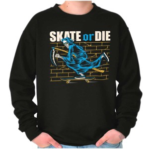 Cool Skeleton Reaper Skate or Die Sweatshirt for Men or Women Brisco Brands - 1 of 4
