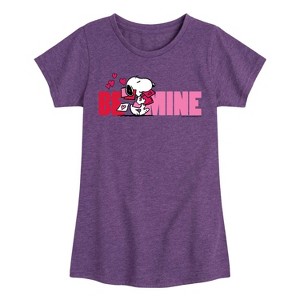 Girls' - Peanuts - Be Mine Fitted Short Sleeve Graphic T-Shirt - 1 of 4