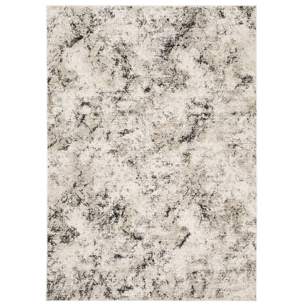 Photos - Area Rug 9'10"x12'10" Nirvan Distressed Abstract Indoor  Ivory/Gray - Capti