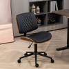 HOMCOM Home Office Chair No Arms with Wheels, PU Leather Mid Back Desk Chair with Adjustable Height, 360 Swivel for Office, Meeting Room, Black - 2 of 4