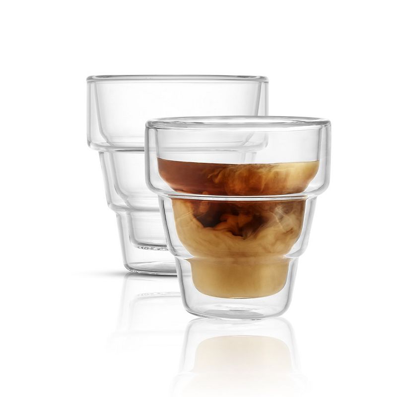 JoyJolt Pila Double Walled Espresso Glasses - Set of 2 Stackable Espresso Glass Cups - 3 oz, 6 of 10