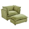 Merax Modern Chenille Armchair with Plush Cushions & Movable Ottoman - 3 of 4