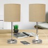 Simple Designs 2pk Sleek Slender Brushed Steel Table Lamp Tan Shade - 4 of 4