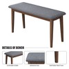 2 Pieces Vintage Dining Bench, Upholstered Entryway Bench Shoe Bench With Solid Rubber Wood Legs - 3 of 4