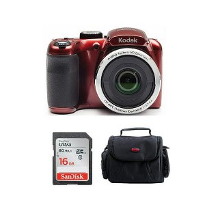 Kodak PIXPRO AZ255 Astro Zoom 16MP Digital Camera (Red) with 32 SD Card Bundle - 1 of 3