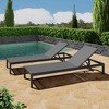Ridstar Set of 2 Adjustable Garden Loungers with Aluminium Frame and Castors-Black - 3 of 4