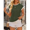 Womens  T Shirts Round Neck Cap Sleeve Tiny Striped Tops Color Block Tee Shirt Tops with Pocket Lounge Tops for Summer - 3 of 4