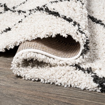 Vintage Moroccan Diamond Shag 8' x 10' Area Rug in Gray and Ivory