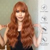 Jessie's Wig 26 Inch Body Wave Synthetic Wigs Air Bangs Copper Red Brown Ginger 1 Pc/Pack - 2 of 4