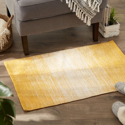Honey Gold Ombre Stripe Cotton Rectangular Rug 24" x 36"