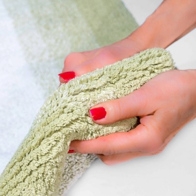 Whitney Ombre Reversible Green Cotton Bath Rug Set