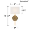 Possini Euro Design Modern Wall Light Sconces Set of 2 Warm Brass Hardwired 8" Fixture Linen Shade for Bedroom Living Room - 4 of 4