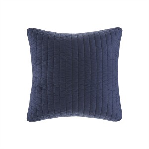 COWLOWN Cotton Quilted Euro Sham, Embroidered Pillow Cover with Hidden Zipper, Farmhouse Style - 1 of 4