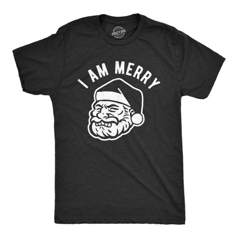 Mens I Am Merry Tshirt Funny Santa Claus Face Graphic Novelty Vintage Tee - Crazy Dog Men's T Shirt - image 1 of 4