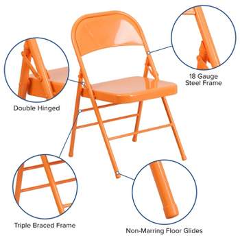 Emma and Oliver 4 Pack Colorful Metal Folding Chair Teen and Event Seating