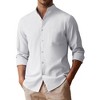 COOFANDY Men's Oxford Shirts Long Sleeve Casual Button Down Shirts Band Collar Dress Shirt with Pocket - 4 of 4