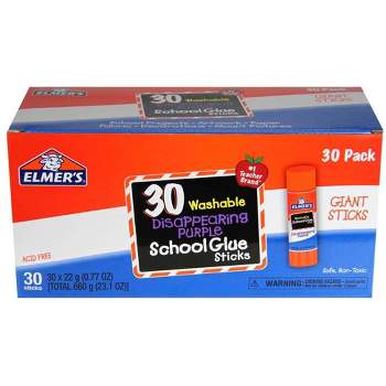 Elmer's Washable School Glue Stick, 0.77 Ounces, Disappearing Purple, Pack of 30