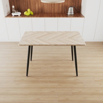Vynxaria Modern MDF Dining Table ¨C Walnut Finish with Sturdy Metal Legs for Versatile Use