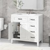 Vynxaria 36" Bathroom Vanities White Vanity Hutch with Triple Drawers & Door Rack 35.98"H - 3 of 4
