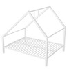 LOVMOR 77.55 Inch Twin Size Metal Floor Bed with House-shaped Headboard,No Box Spring Required,for Kids Teens Adults Bedroom,Easy Assembly，White - 4 of 4