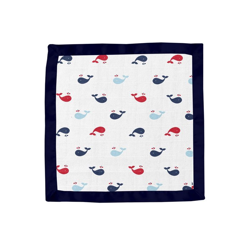 Bacati - Little Sailor Blue/Red Muslin 2 pc Security Blankets, 5 of 10
