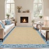 Modern Bordered Living Room Rugs, Washable Soft Floral Bedroom Rugs Non Slip, Farmhouse Solid Home Decor Carpet - 3 of 4
