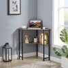 VECELO Corner Computer Desk, Corner Table with Steel Frame for Small Space, Triangle Shape, Brown - 2 of 4