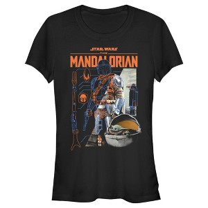 Juniors Womens Star Wars The Mandalorian Din Djarin Schematics T-Shirt - 1 of 4